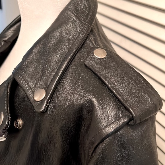 Leather Men Brand Vintage Real Leather Motorcycle Moto Biker Jacket size 36 - Picture 7 of 15
